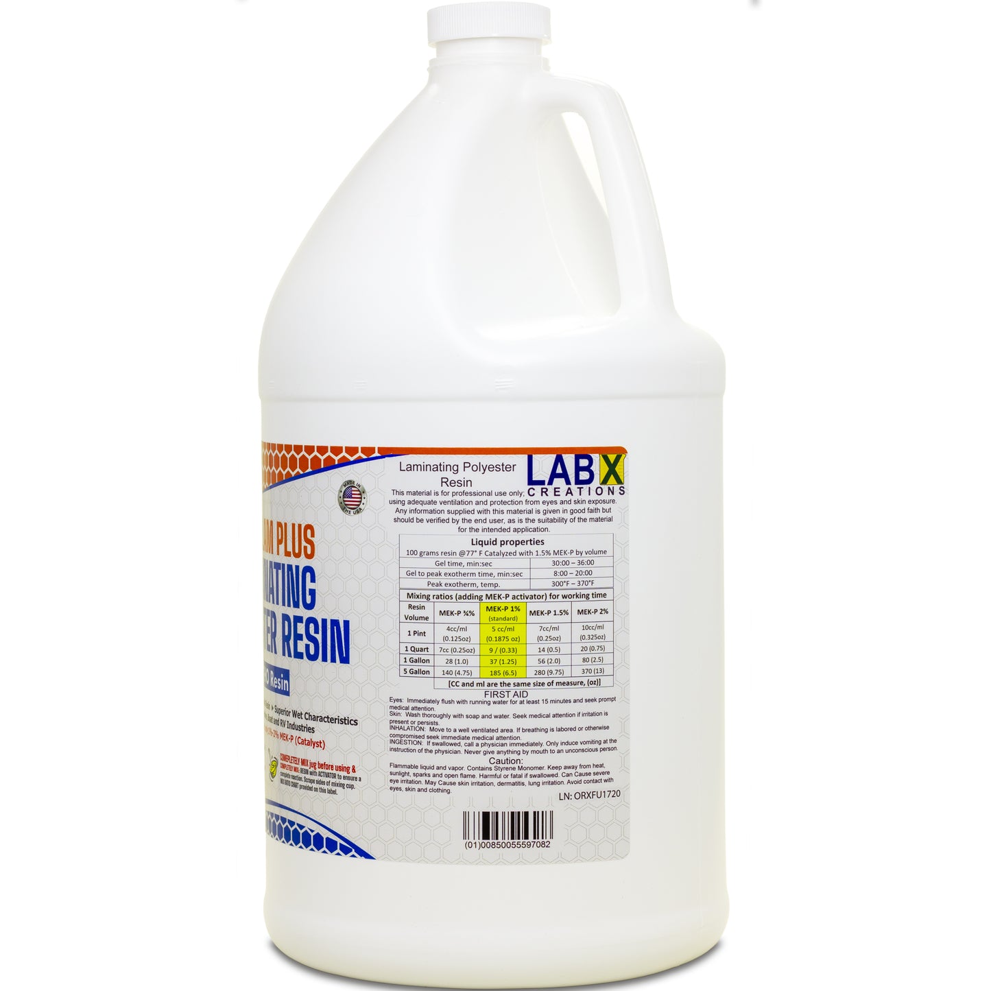 VENTURE POUR 1gallon & FIBERLAM 3 Gallon (total 4 Gallons) Polyester Resin +MEKP Hardener; Low Viscosity Coating for Laminating Fiberglass mat/Biaxle/Cloth; Boat/RV/Automotive/Canoe| with finish resin