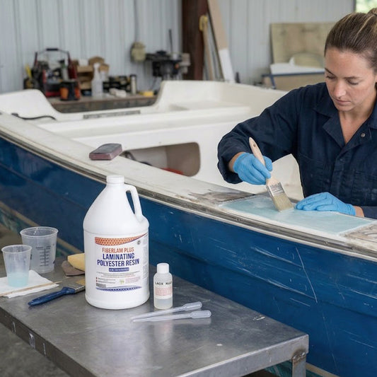 FIBERLAM Plus 1-10G Polyester Resin 1-10 Gallon +MEKP Hardener; Low Viscosity Coating for Laminating Fiberglass mat/Biaxial/Cloth; Boat/RV/Automotive/Canoe/Surfboard| 24-36hr TACK Time
