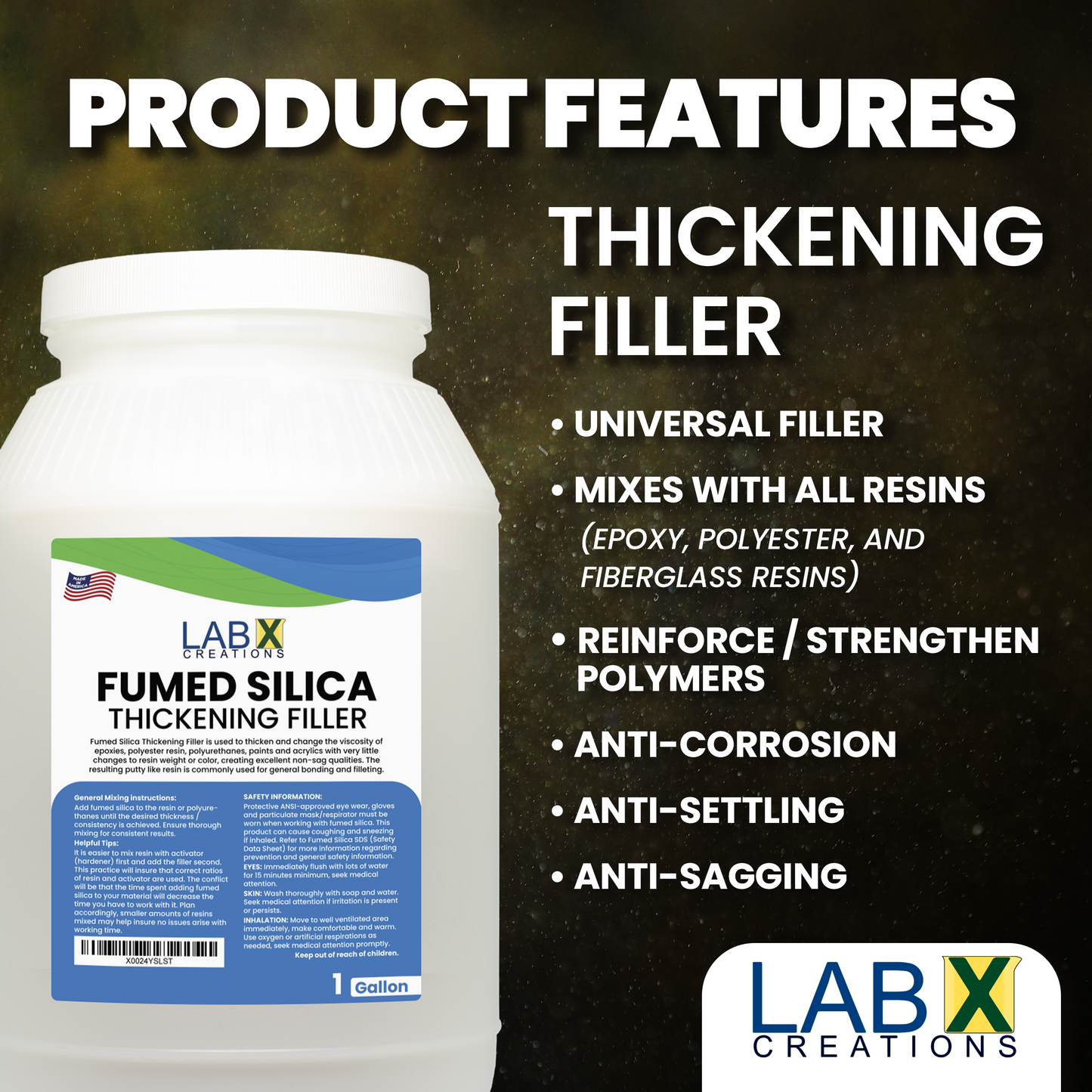 LXC FUMED SILICA 10lb bag white powder super strength thickener, for epoxy, polyester, fiberglass resin, adhesive, paint systems, thickening agent, sealant, silicone, hydrophilic, Fishing Fly Flotant